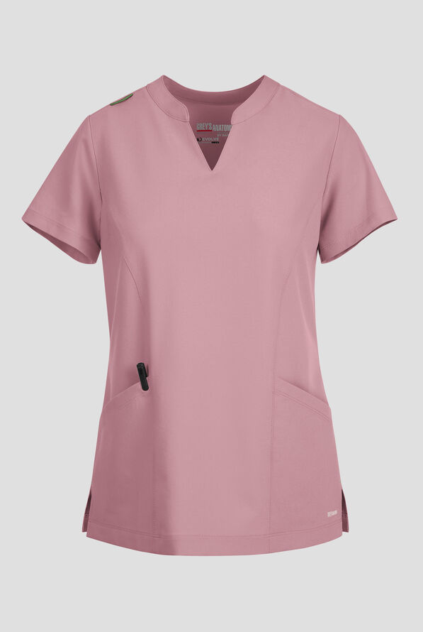 Grey's Anatomy by Barco Evolve STRETCH Sky Women's 2-Pocket Notch Neck Scrub Top - Misty Pink - 1