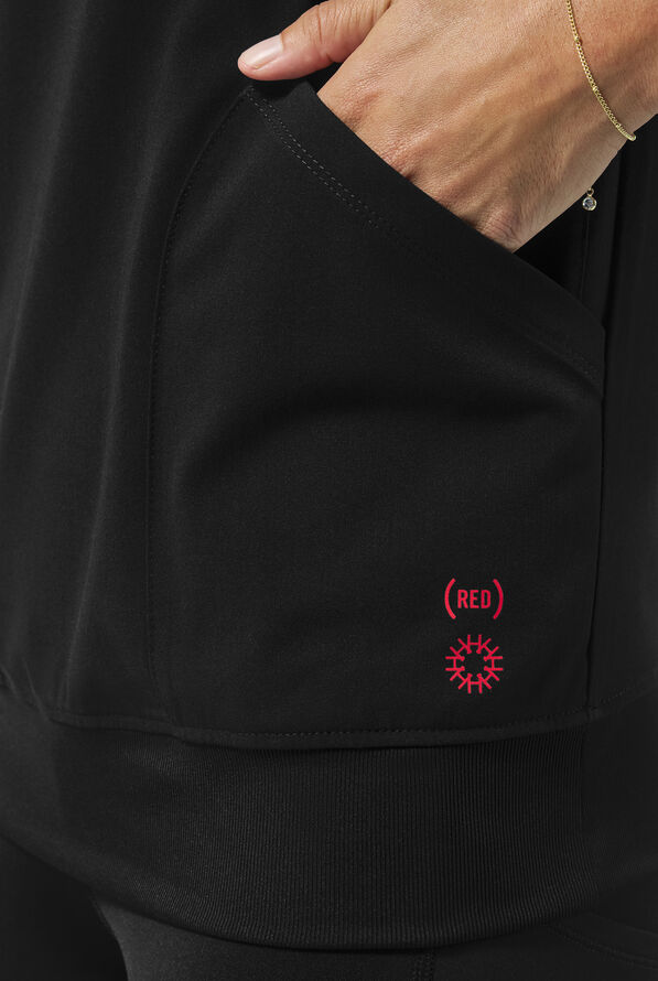 Hypothesis (RED) Kentica Women's 4 Pocket Crew Neck Scrub Top - Jet Black - 3