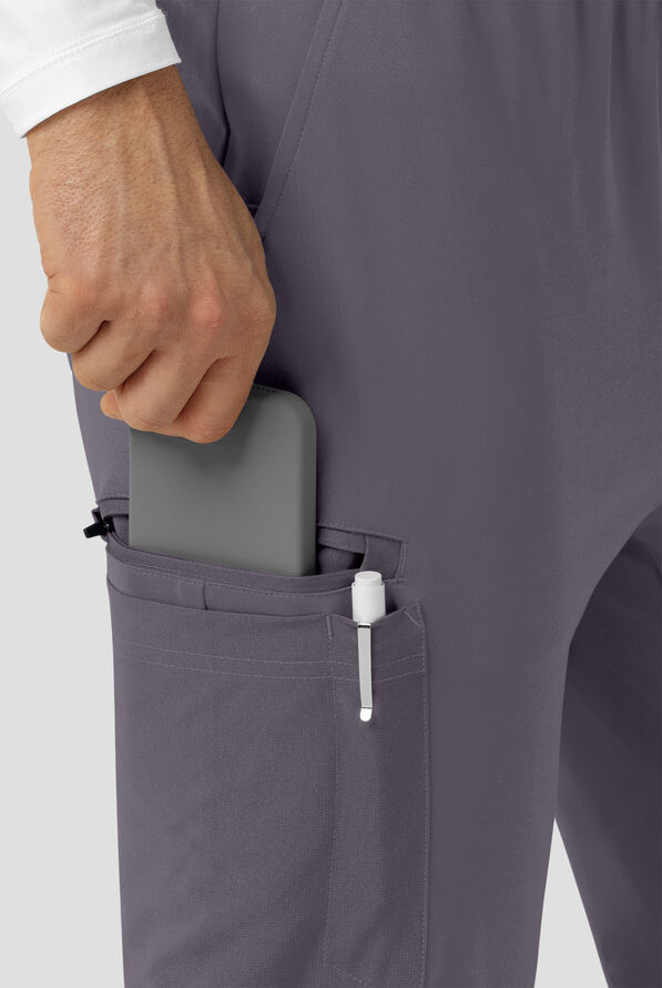 Pantal&oacute;n m&eacute;dico Carhartt Force&reg; Cross-Flex Knits STRETCH estilo cargo con piernas pitillo y 6 bolsillos para hombre - Pewter - 3