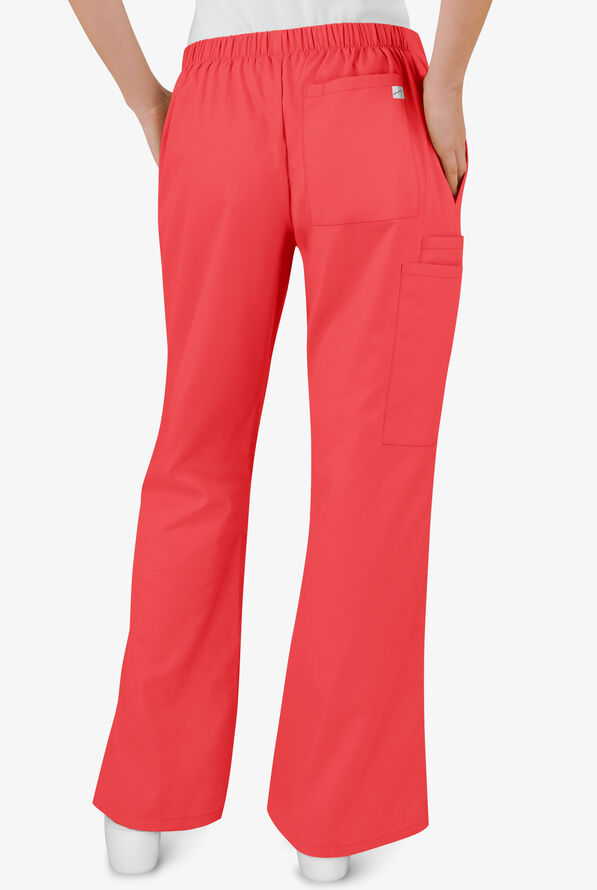 Butter-Soft Core Women's 4-Pocket Elastic Waist Back Drawstring Scrub Pants - Poppy - 2