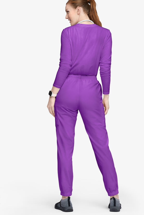 Butter-Soft Originals Women's 7-Pocket Tapered Jogger Cargo Scrub Pants - Petite - Wild Plum - 3