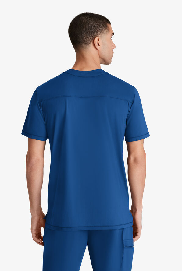 Skechers by Barco Slip-ins Flex Men's 1-Pocket STRETCH Tuck In Zipper Round Neck Scrub Top - Royal - 4