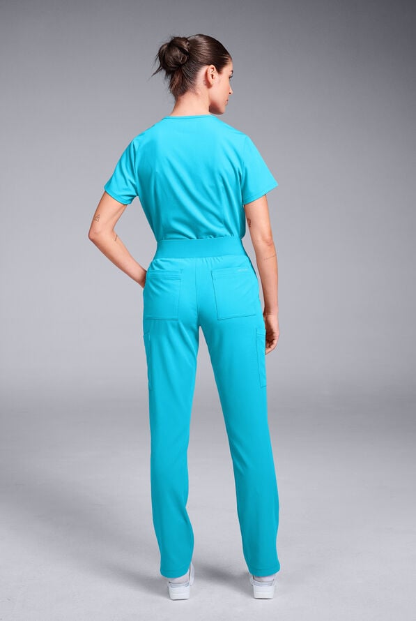 Hypothesis Women's Base 7-Pocket Straight Leg Cargo Scrub Pant - Turquoise - 3