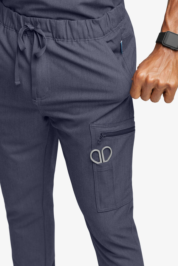 Movement by Butter-Soft Epsilon Men’s Slim 8-Pocket Stretch Cargo Scrub Pants - Indigo Heather - 2