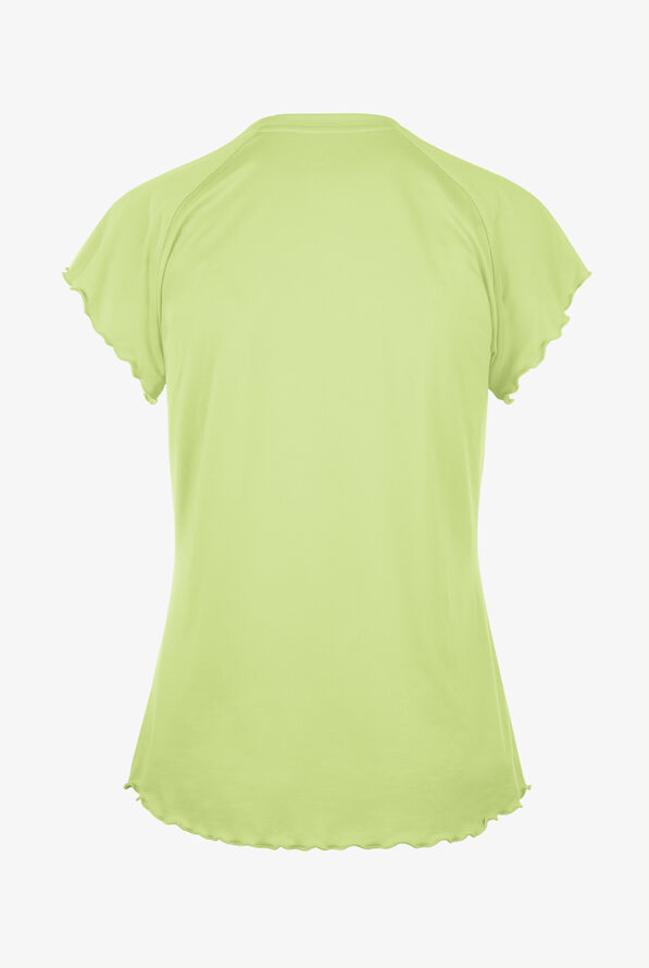Camiseta m&eacute;dica Med Couture Layers Knit STRETCH con dobladillo fruncido y 1 bolsillo para mujer - Cyber Lime - 2