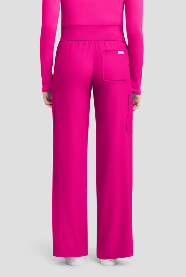 Med Couture Insight Women's 5-Pocket Ruched High Waisted Wide Leg Cargo Scrub Pant - Aurora Berryalis - 4