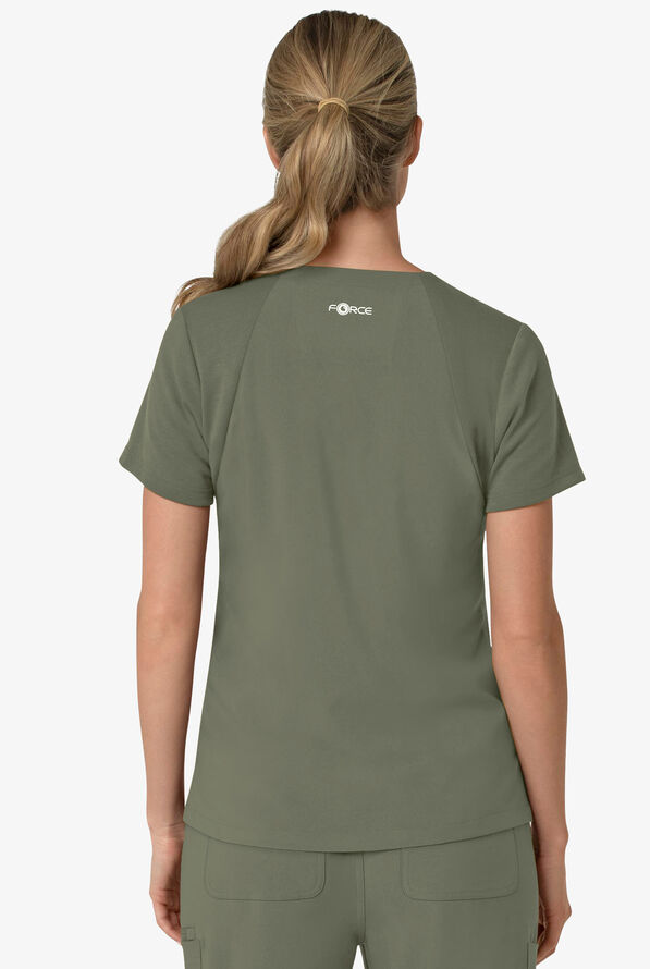 Carhartt Cross-Flex Force Women's 3-Pocket STRETCH Knit Panel Scrub Top - Olive - 2