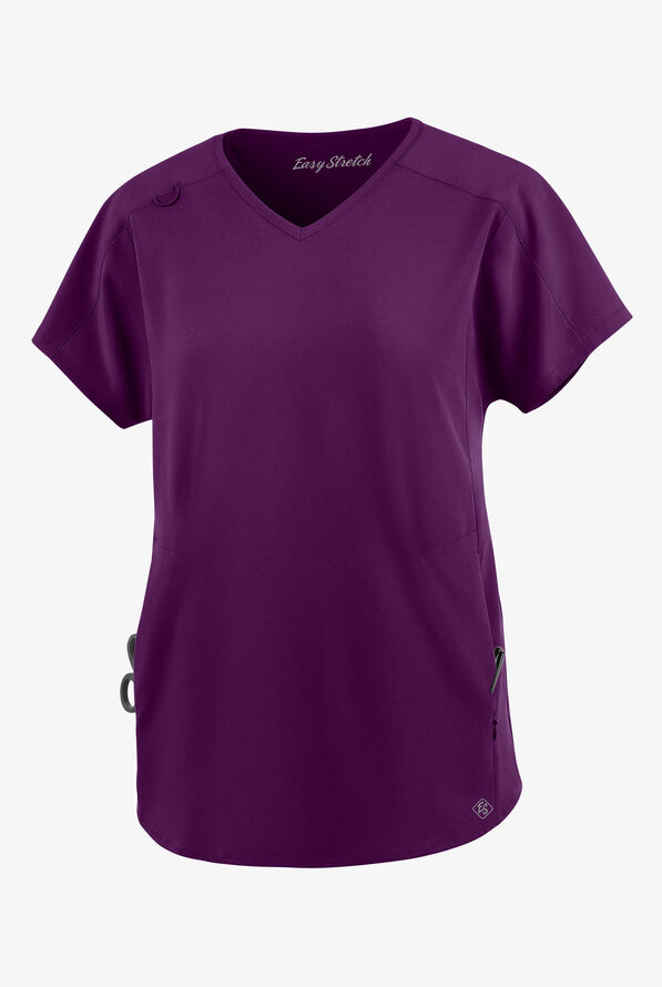 Blusa médica holgada Easy STRETCH Sierra con cuello en V y 2 bolsillos para mujer - Eggplant - 1