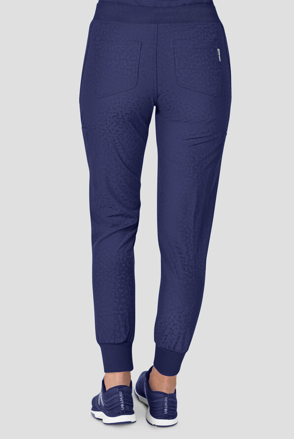 Zavate Ava Therese Cheetah Jacquard Sheba Women&rsquo;s 6-Pocket STRETCH Cargo Jogger Scrub Pant - Navy - 3