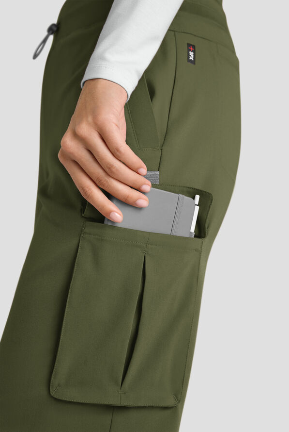 Pantal&oacute;n m&eacute;dico Grey's Anatomy by Barco Emerge Teagan STRETCH de tiro alto con piernas anchas y 6 bolsillos para mujer - Olive - 5