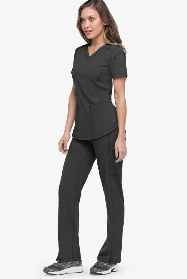 Blusa m&eacute;dica Dickies Dynamix STRETCH con 3 bolsillos y cuello en V para mujer - Black - 2