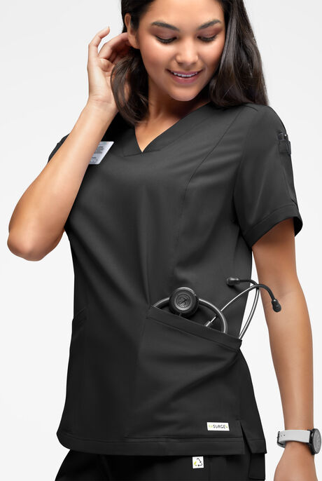 Blusa médica ReSurge Ruby con cuello en V y 5 bolsillos para mujer