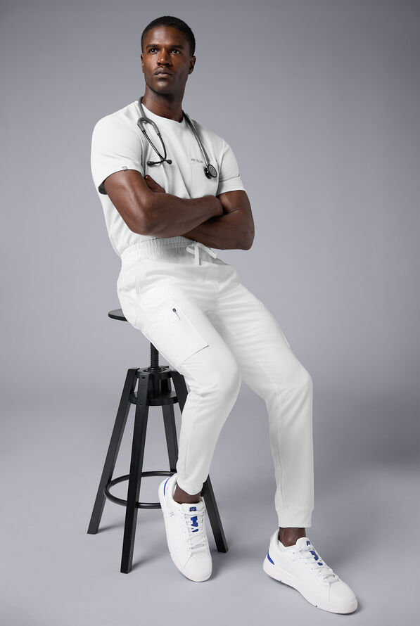 Hypothesis S-R Shift Ready Men's 8-Pocket Cargo Jogger Scrub Pant - White - 6