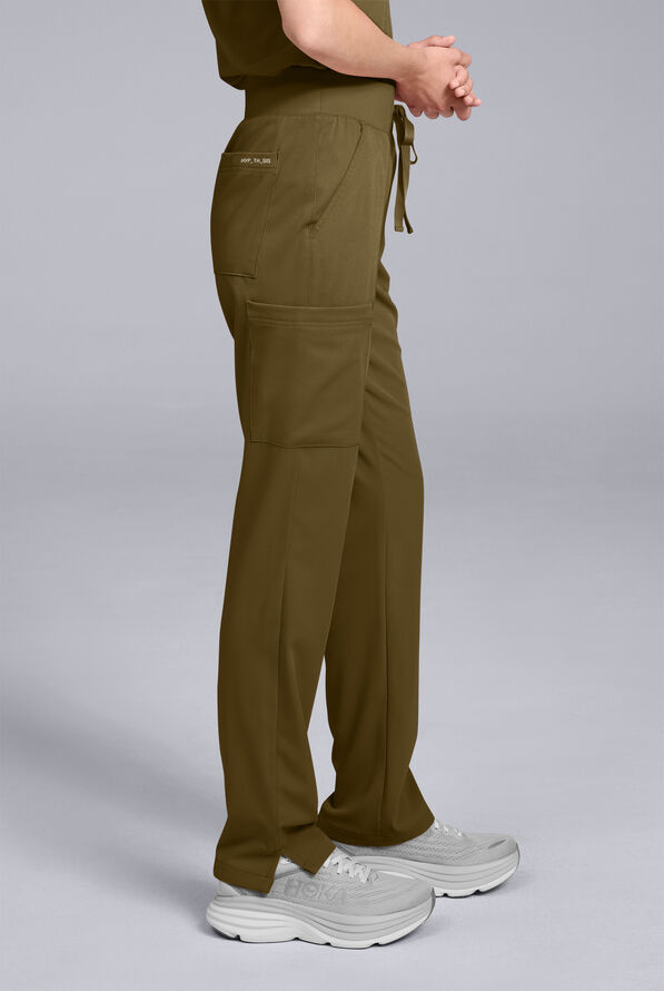 Hypothesis Women's Base 7-Pocket Straight Leg Cargo Scrub Pant - Tall - Dark Moss - 4