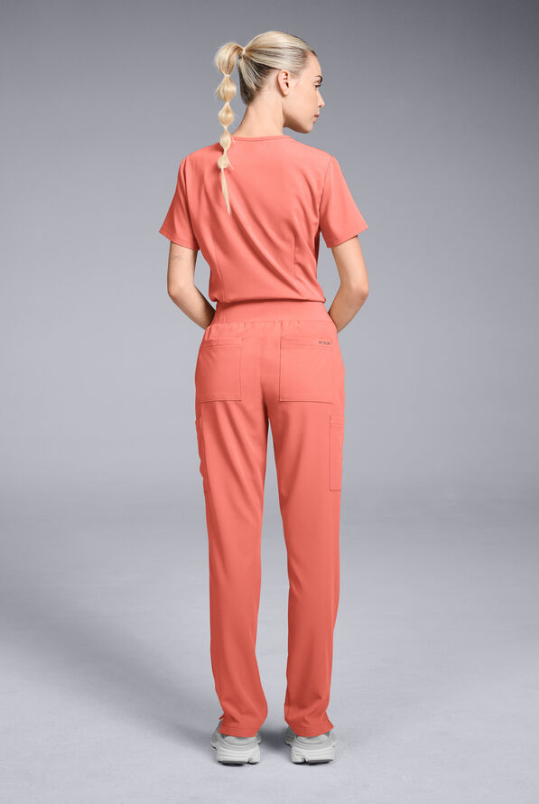 Pantal&oacute;n m&eacute;dico Hypothesis Base estilo cargo con piernas rectas y 7 bolsillos para mujer - Thermal Coral - 3