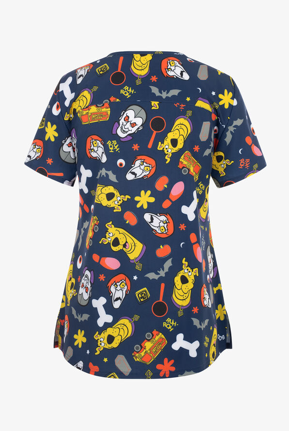 Scooby Doo Halloween by Funscrubs Women's 2-Pocket STRETCH V-Neck Print Scrub Top - null - 2