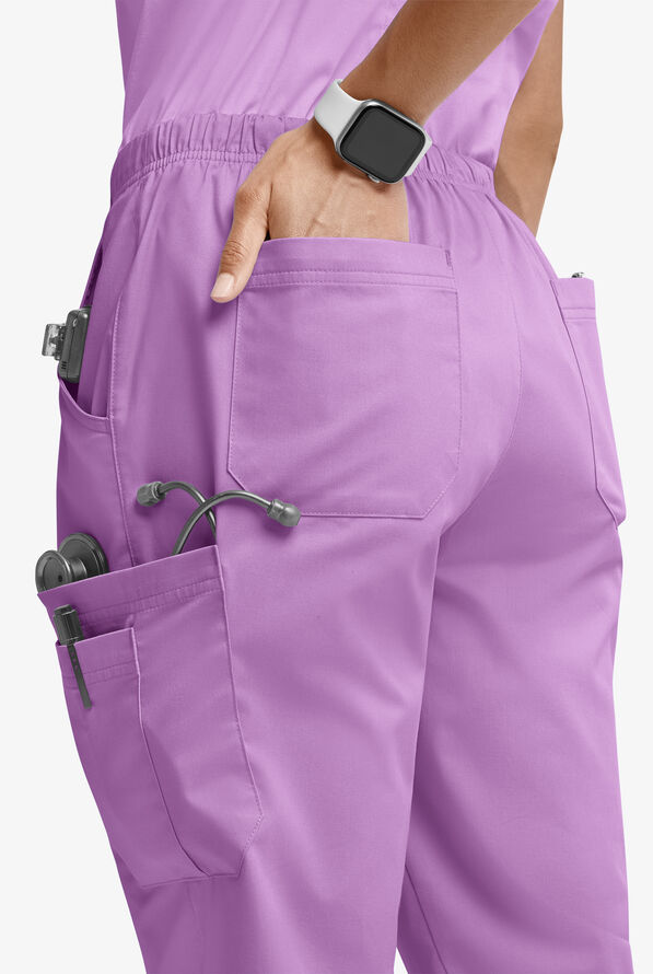 Butter-Soft STRETCH Women’s 10-Pocket Mid Rise Straight Leg Scrub Pant - Petite - Orchid - 2