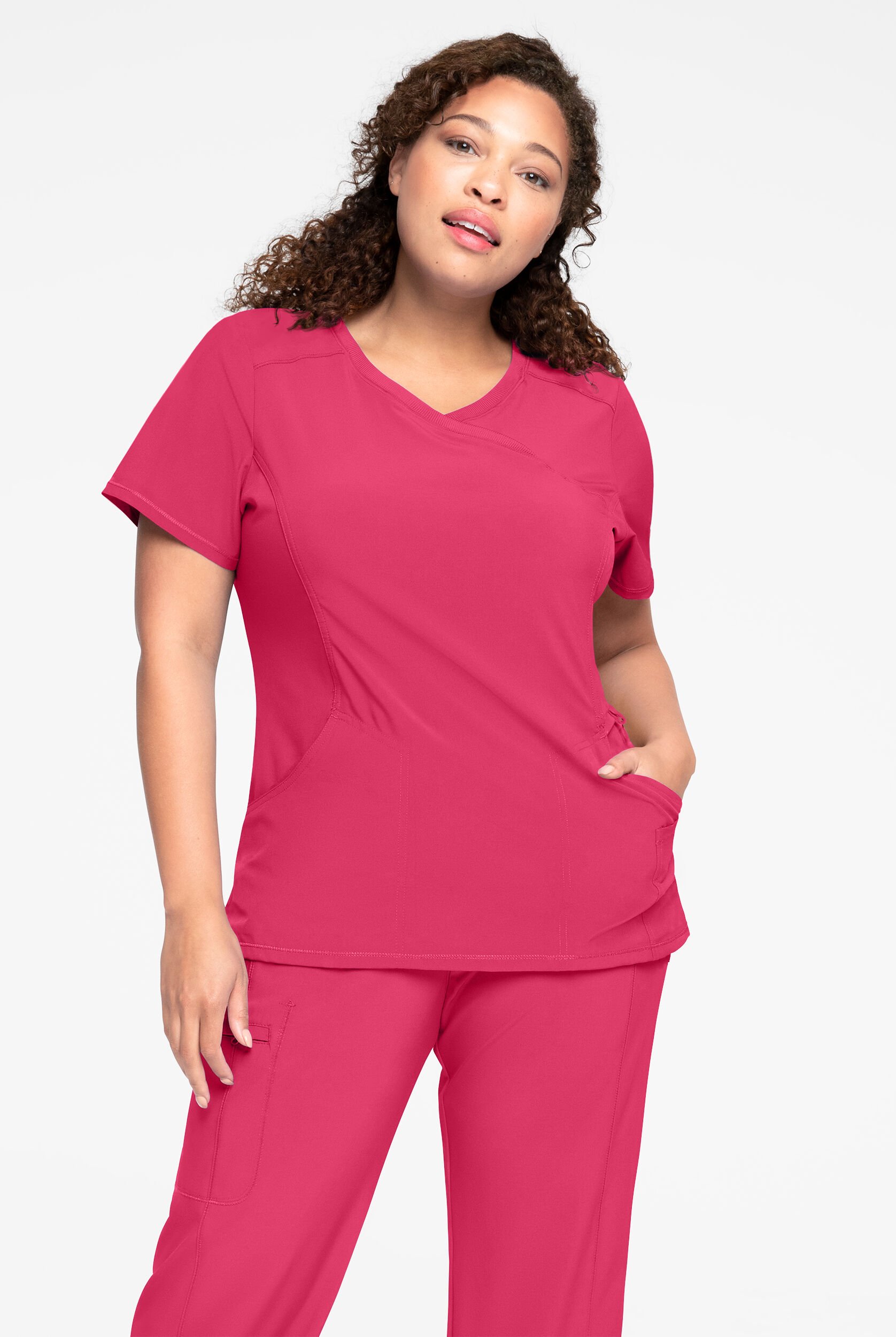 Cherokee 2625A Antimicrobial Mock Wrap Scrub Top, Infinity