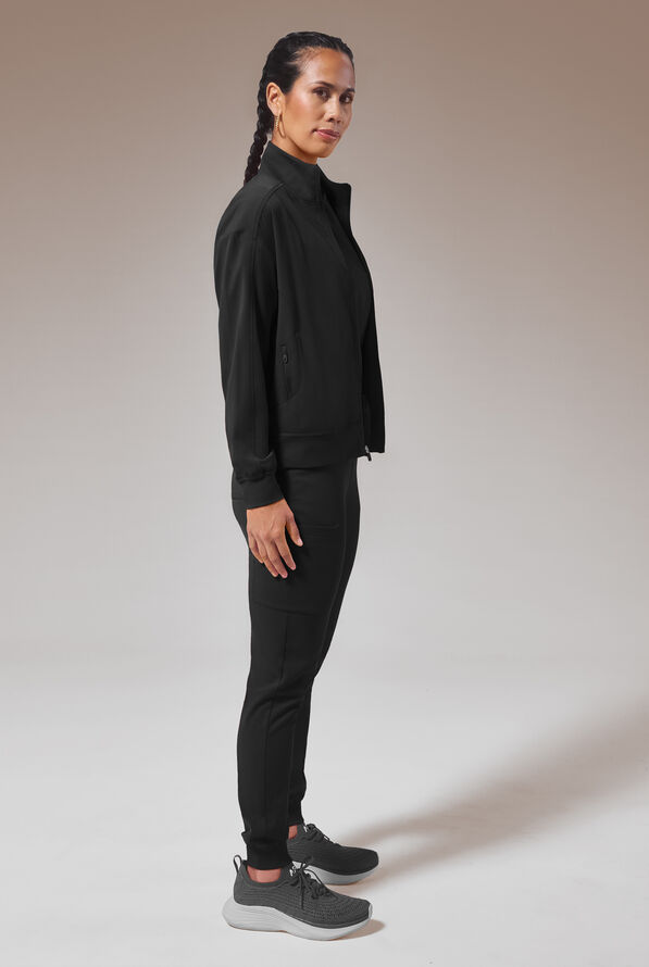 Hypothesis Base Women's 3-Pocket Relaxed Fit Zip Front Scrub Jacket - Jet Black - 7