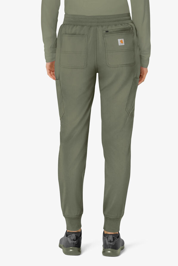 Carhartt Cross-Flex Force Women's 8-Pocket STRETCH Knit Cuff Cargo Jogger Scrub Pants - Olive - 2