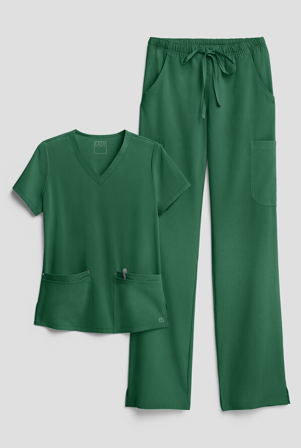 Easy STRETCH Women's 8-Pocket Scrub Set - Petite - Hunter - 1
