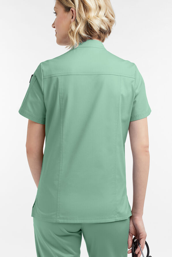 Blusa m&eacute;dica UA Butter-Soft STRETCH con cremallera y 6 bolsillos para mujer - Water Mint - 4