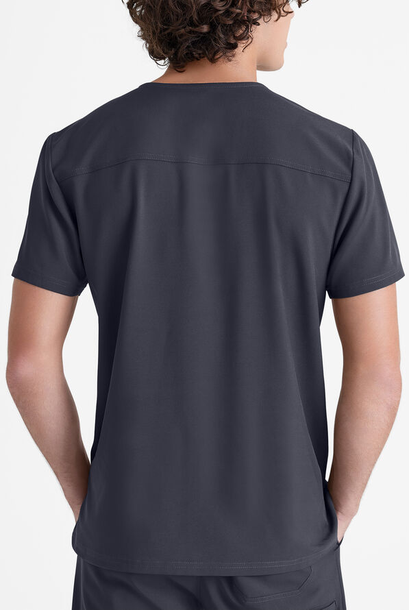 Grey's Anatomy by Barco Evolve STRETCH Journey Men's 1-Pocket Tuck In V-Neck Scrub Top - Steel Gray - 3