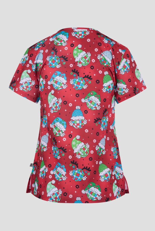 Blusa médica estampada Zavate Ava Therese Festive Funk STRETCH con cuello en V y 2 bolsillos para mujer - null - 2