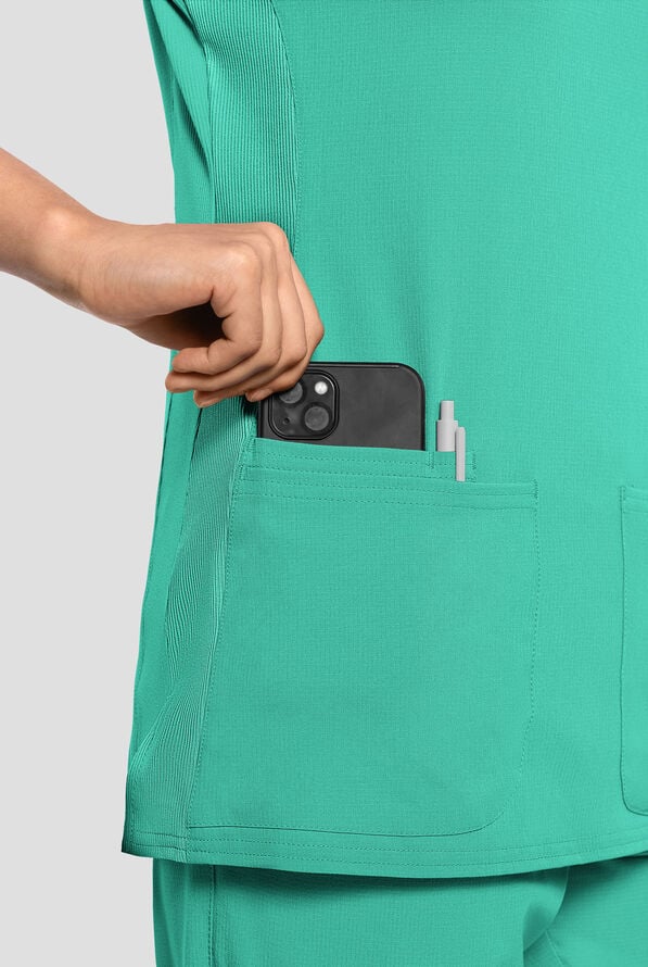 Med Couture Amp Women's 3-Pocket STRETCH V-Neck Scrub Top - Mint Condition - 2