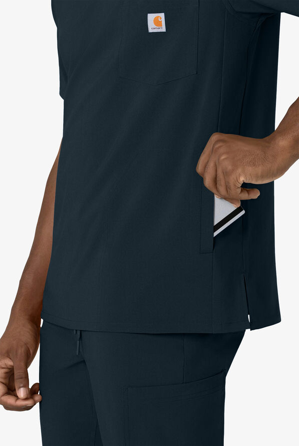 Camisa m&eacute;dica Carhartt Cross-Flex STRETCH con cuello en V y 3 bolsillos para hombre - Navy - 3