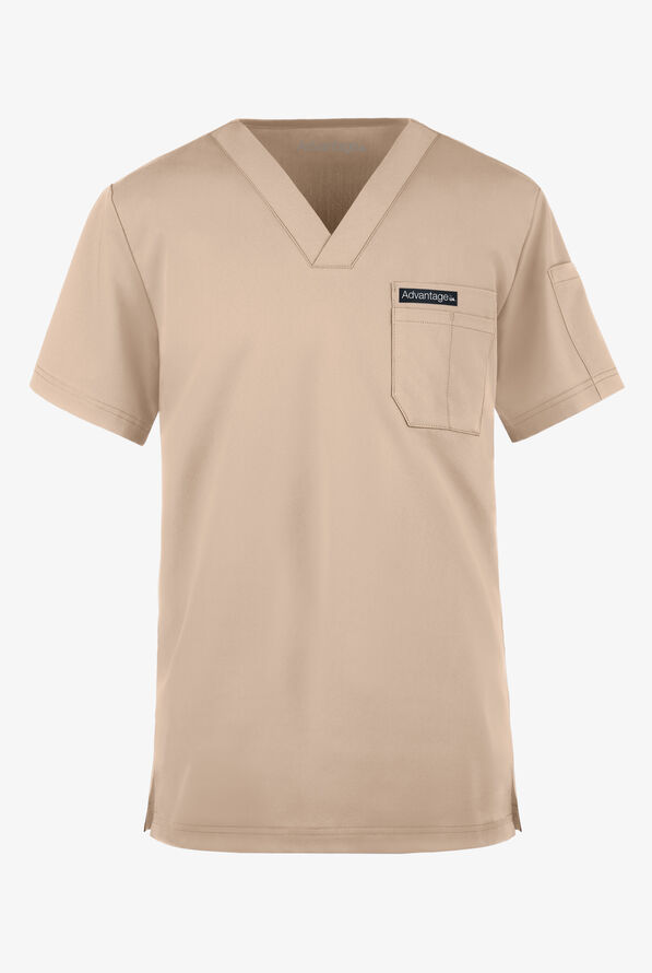Advantage STRETCH Men's 4-Pocket V-Neck Scrub Top - Iced Latte - 1