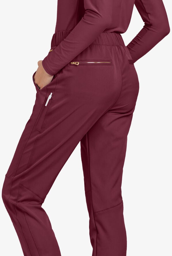 Pantalón médico Lauderdale By UA STRETCH Navona estilo jogger con 6 bolsillos para mujer - Wine - 2