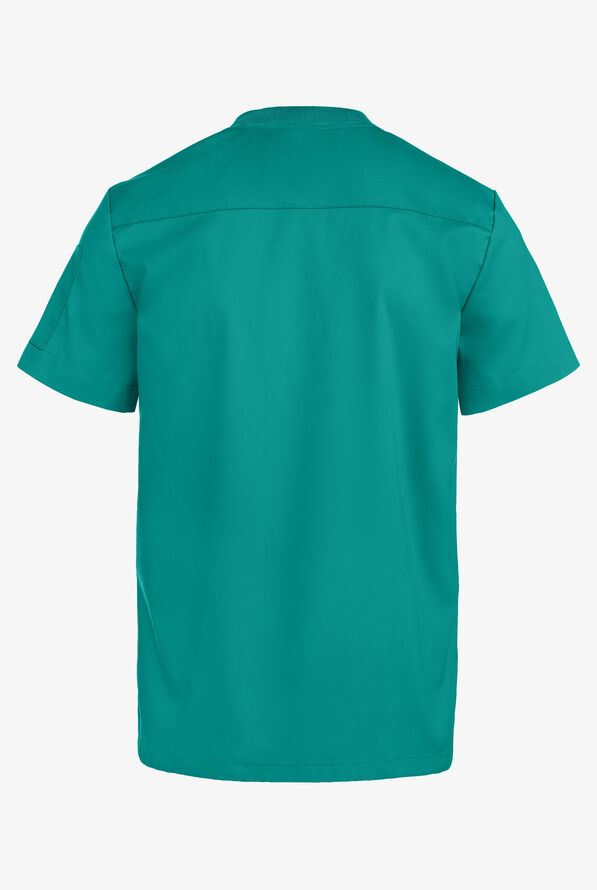 Advantage STRETCH Men's 2-Pocket Short Sleeve Henley Scrub Top - Teal - 5