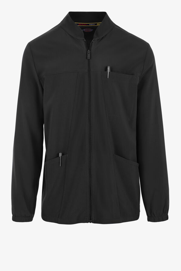 Dickies EDS Essentials Men's 3-Pocket STRETCH Zip Front Scrub Jacket - Black - 1