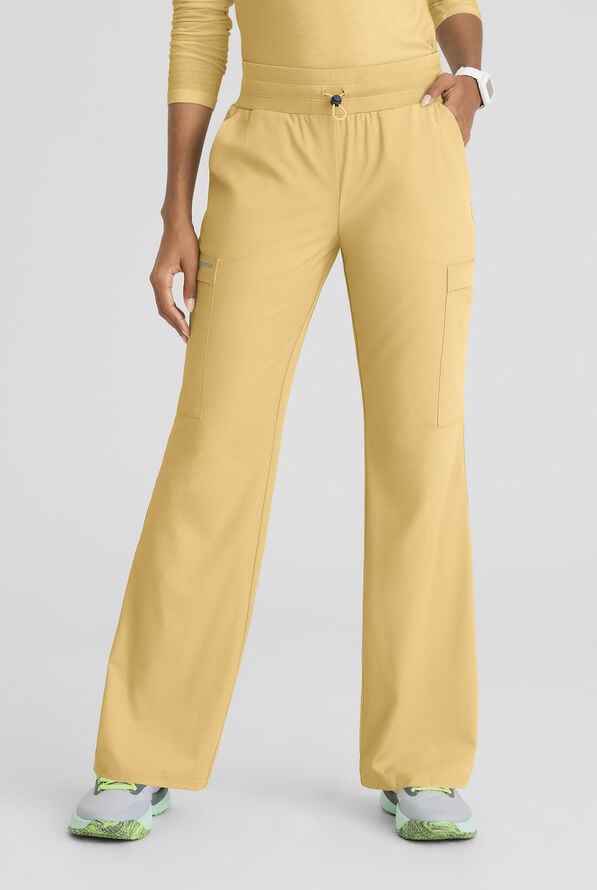 Skechers by Barco Ripstop Explore Women's 5-Pocket STRETCH Cargo Fit & Flare Scrub Pants - Soft Citrine - 1