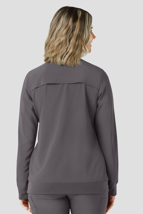 Carhartt Force Cross-Flex Rugged Flex Women's 6-Pocket Rib Trim Lightweight Zip Bomber Scrub Jacket - Pewter - 2