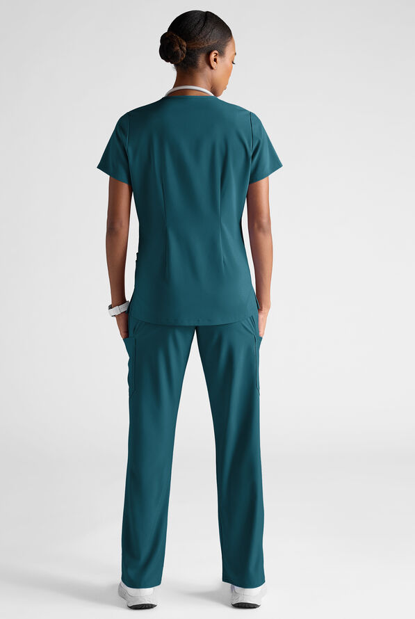 Easy STRETCH Women's 8-Pocket Scrub Set - Petite - Caribbean Blue - 3