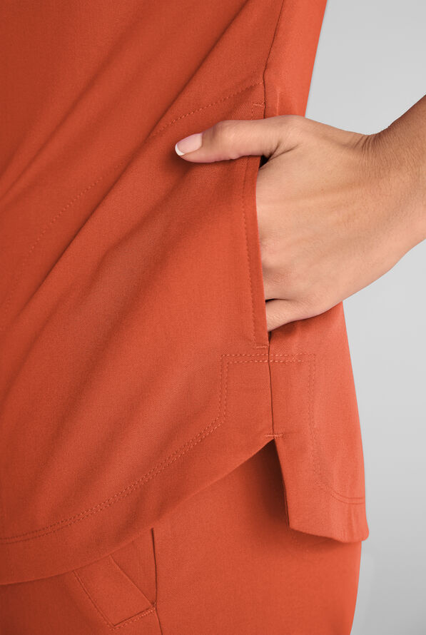 Grey's Anatomy by Barco Emerge Emery Women's 3-Pocket STRETCH Collar V-Neck Scrub Top - Warm Sienna - 4