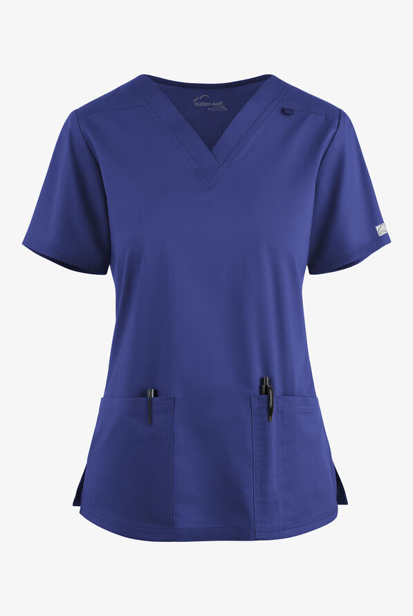 Butter-Soft STRETCH Women's 4-Pocket V-Neck Scrub Top - Galaxy - 1