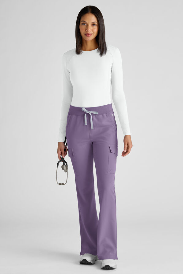 Pantalón médico ReSurge Avon estilo cargo con piernas acampanadas y 7 bolsillos para mujer - Purple Dusk - 7