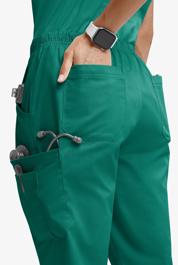 Butter-Soft STRETCH Women’s 10-Pocket Mid Rise Straight Leg Scrub Pant - Petite - Hunter - 2