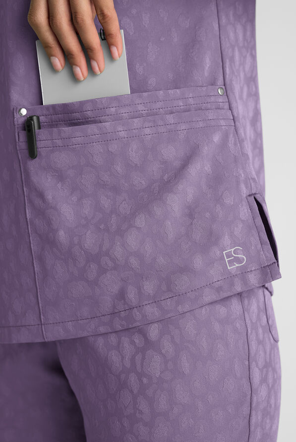 Blusa médica Easy STRETCH Lina con cuello en V y 4 bolsillos para mujer - Purple Dusk - 2