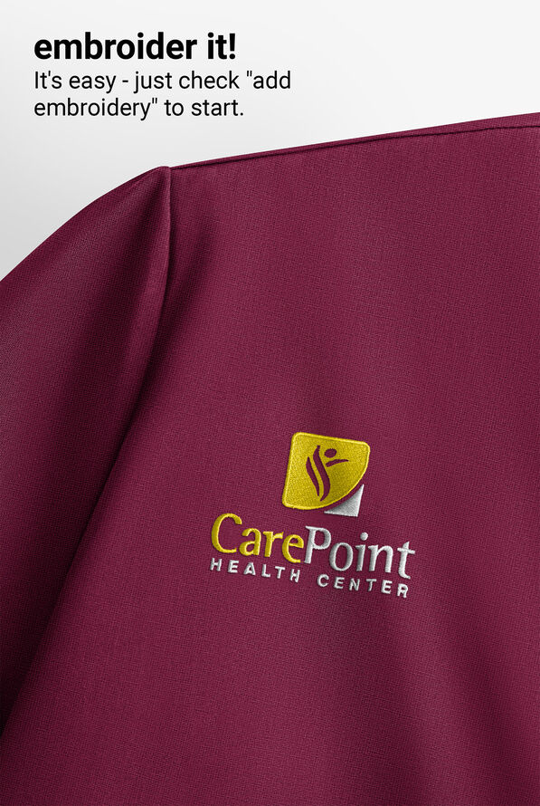 Skechers by Barco Slip-ins Flex Men's 1-Pocket STRETCH Tuck In Zipper Round Neck Scrub Top - Wine - 5