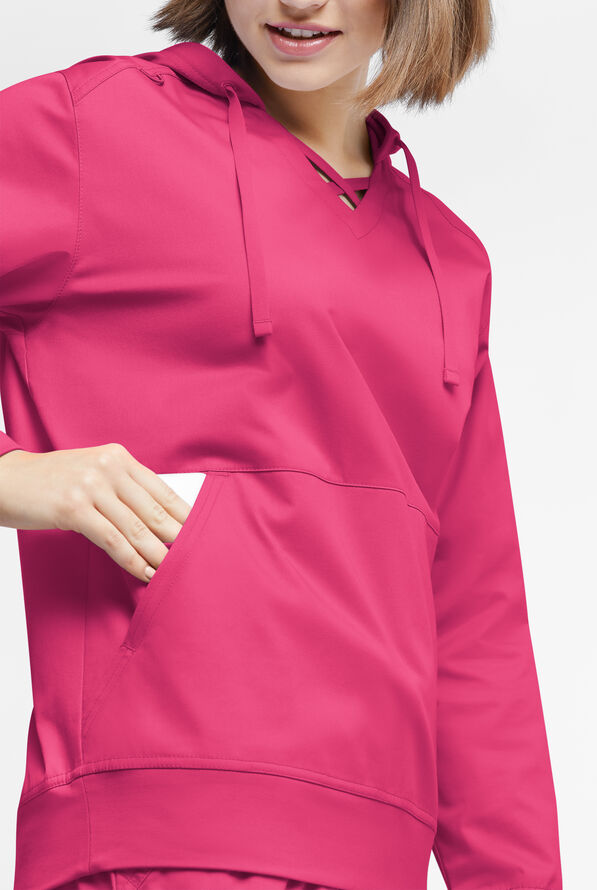 Sudadera m&eacute;dica UA Butter-soft STRETCH con capucha y 4 bolsillos para mujer - Fuchsia - 3