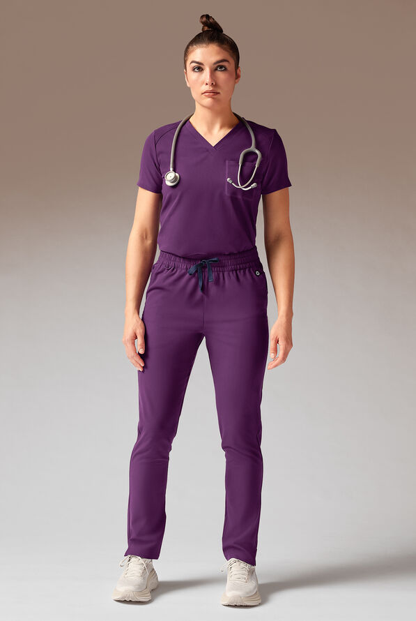 Hypothesis A-D All Duty Women’s 6-Pocket Slim Straight-Leg Scrub Pant - Eggplant - 3