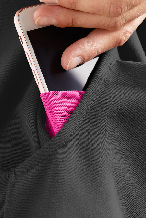 Blusa m&eacute;dica MOVEMENT by Butter-Soft Antares STRETCH con cuello en V y 6 bolsillos para mujer - Pewter - 6