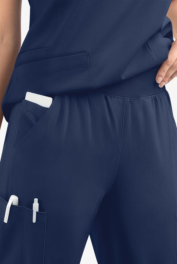Easy STRETCH Mila Women's 7-Pocket Jogger Scrub Pants - Petite - Navy - 4