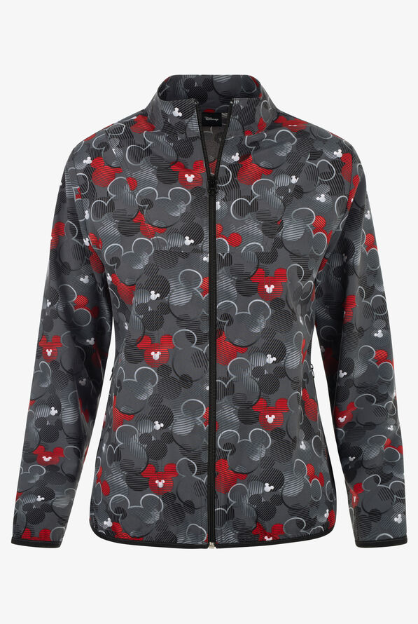 Tooniforms Disney's Feeling Mickey Women's 2-Pocket STRETCH Print Scrub Jacket - null - 1