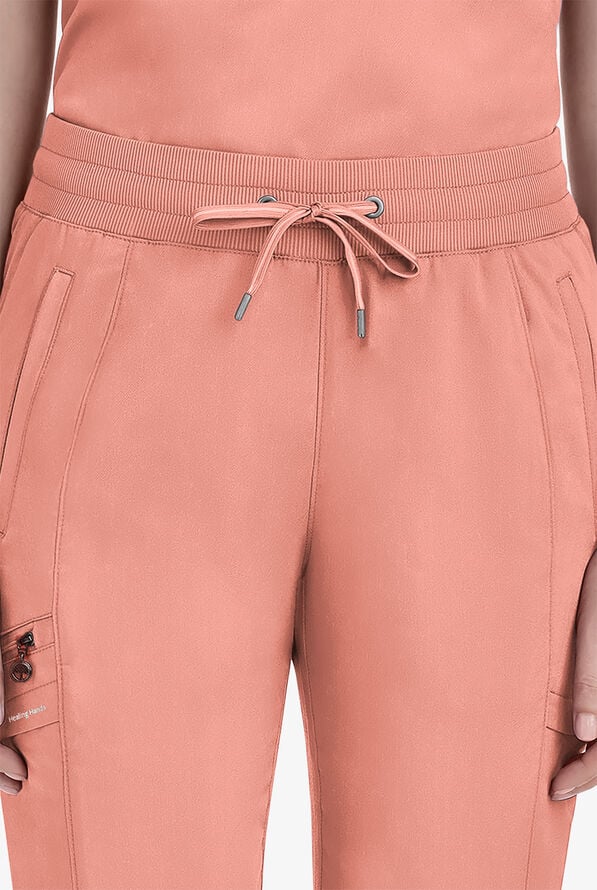 Healing Hands Purple Label Toby Women's 7-Pocket STRETCH Jogger Drawstring Scrub Pant - Velvet Peach - 3