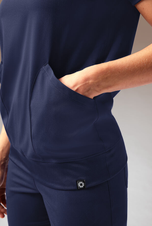 Blusa médica Hypothesis Kentica con cuello redondo y 4 bolsillos para mujer - Navy - 6